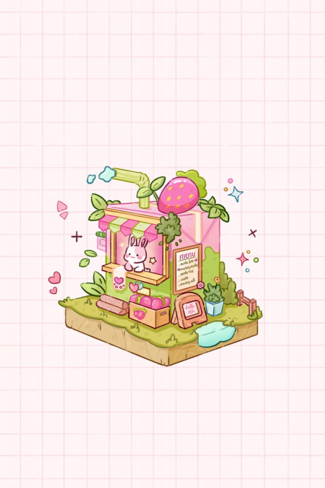 Sweet Strawberry Bunny Stand by Xuan Thai — canvas wall art