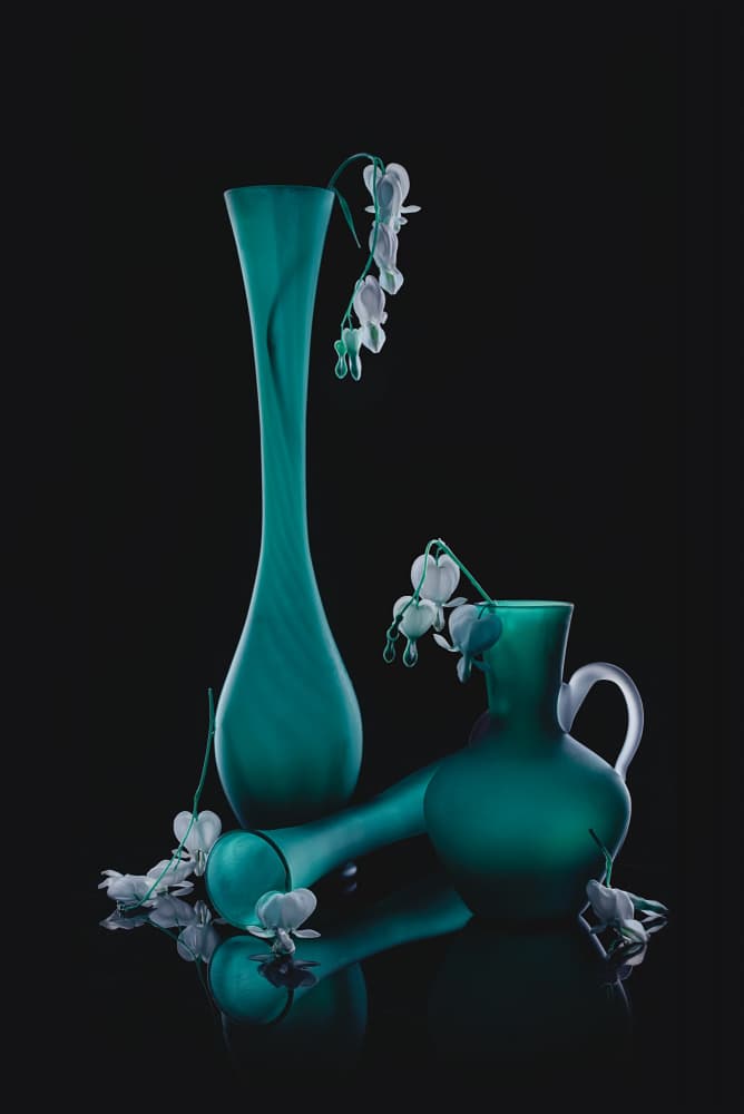 Bleeding Hearts in Teal by Lydia Jacobs — canvas wall art
