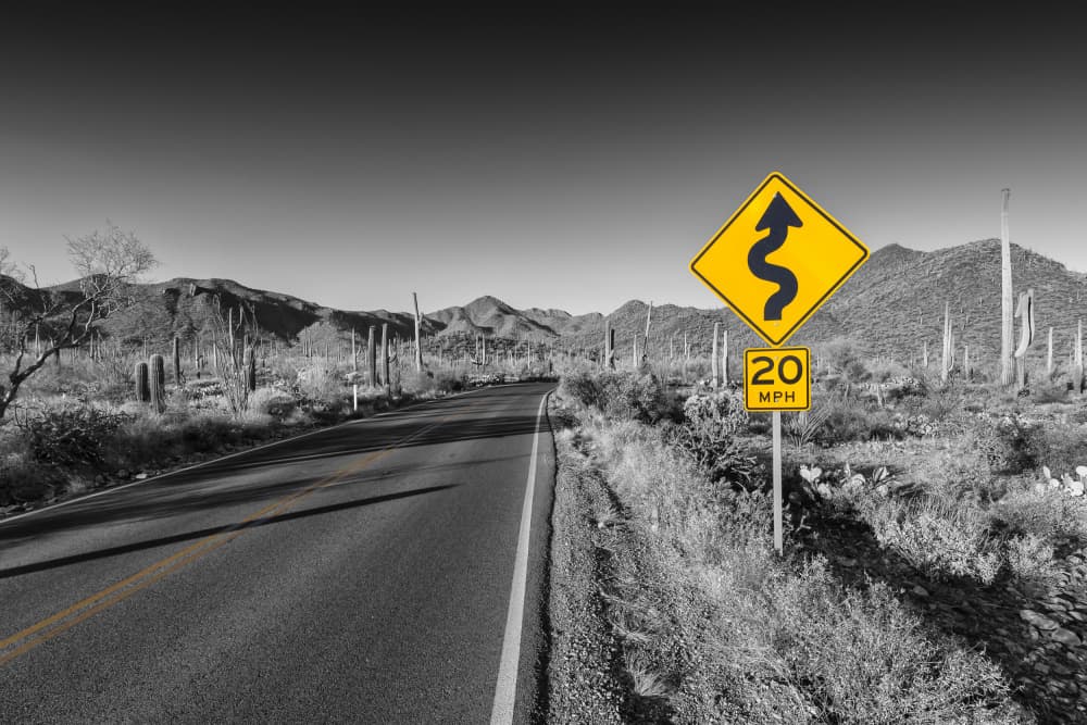Winding Desert Road Sign by Melanie Viola — canvas wall art