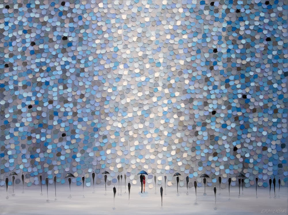 Blue Rain Romance by Ekaterina Ermilkina — canvas wall art