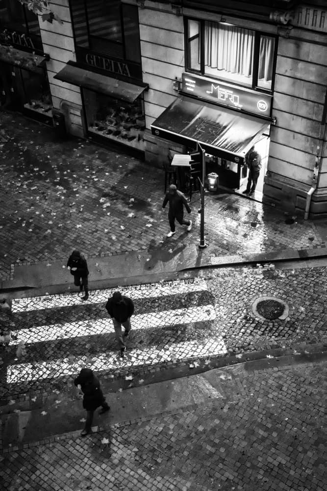 Urban Pedestrians Crossing by Michel Groleau — canvas wall art