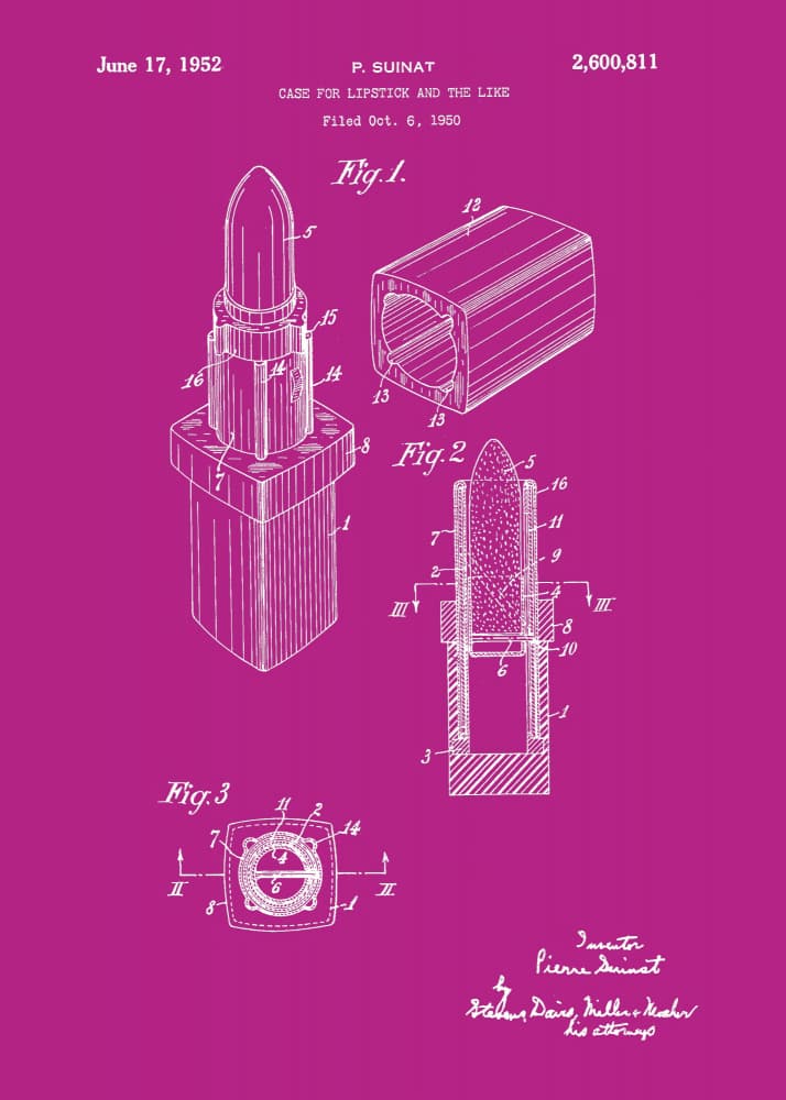 1952 Lipstick Patent by Andreas Magnusson — canvas wall art