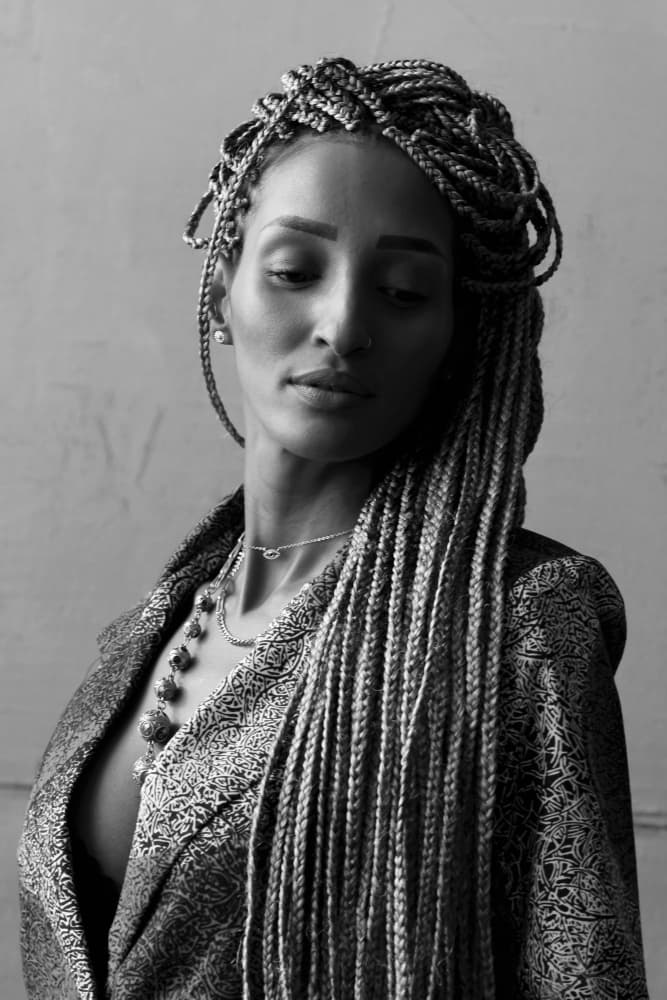 Elegant Braided Woman by Yoram GIL — canvas wall art