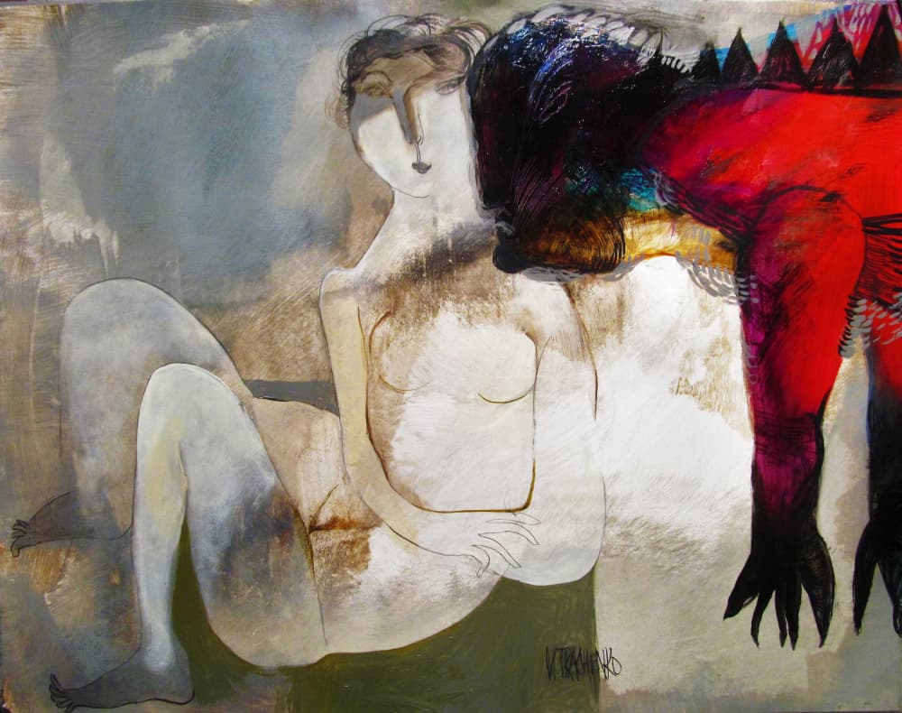 Woman and Red Demon by Victor Tkachenko — canvas wall art