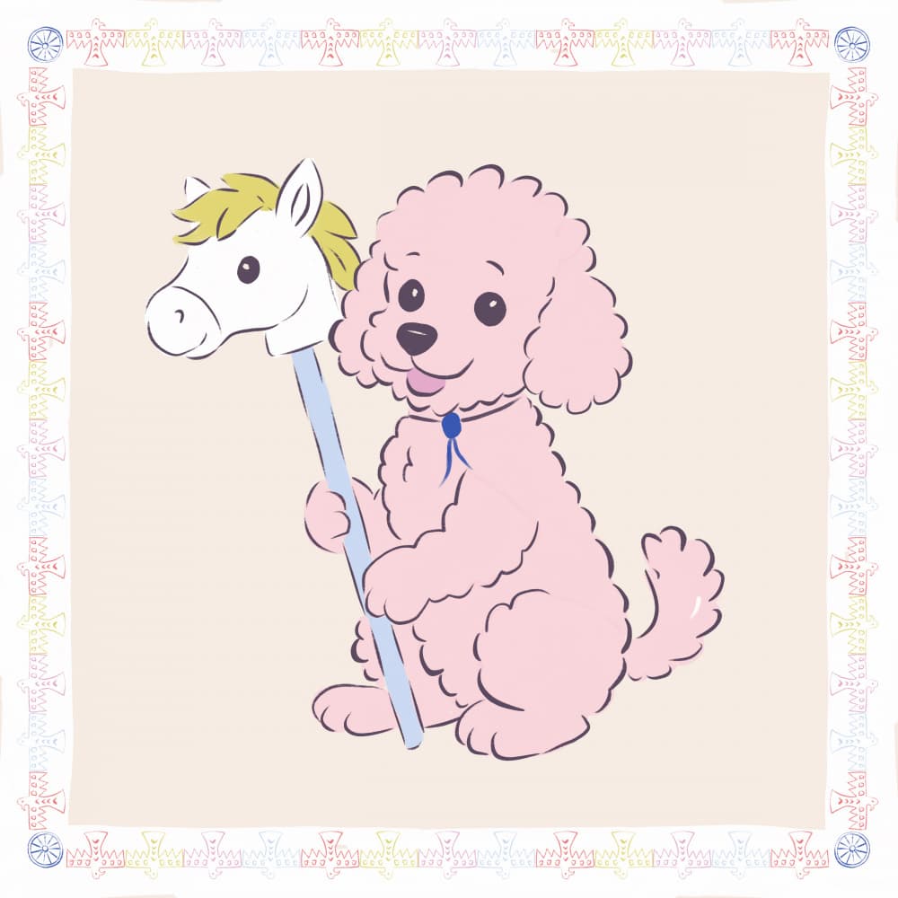 Cute Pink Poodle Playtime by Radhika Modi — canvas wall art