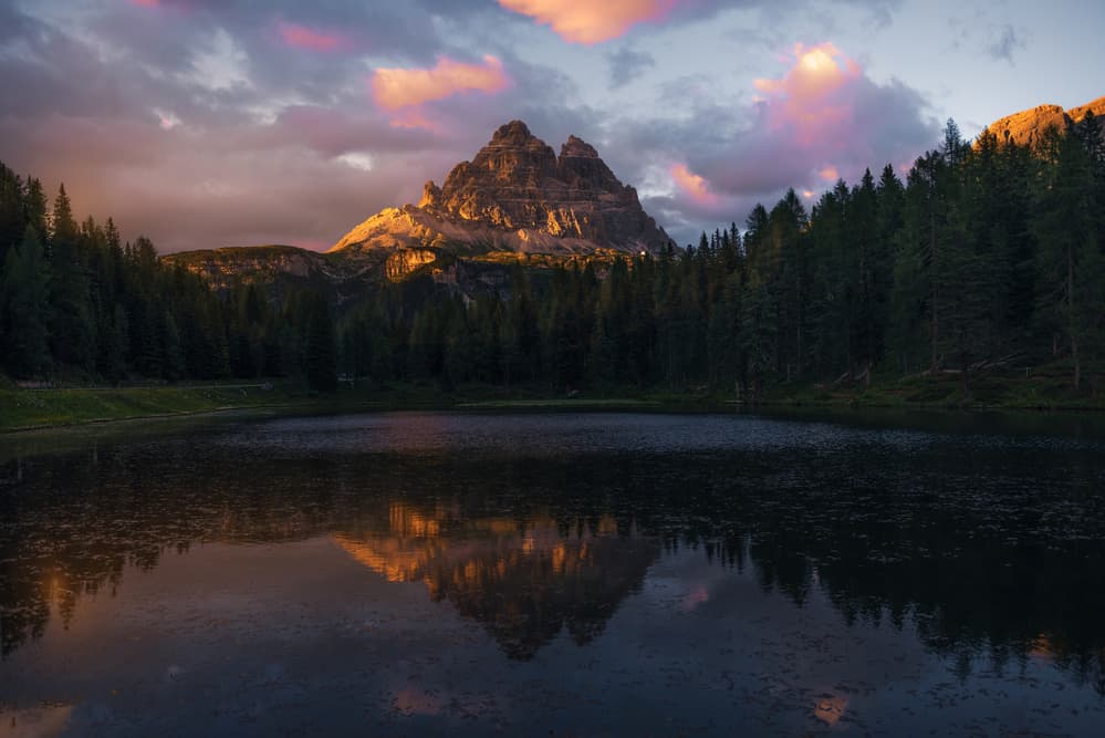 Alpine Peaks Reflecting Sunset by David Martin Castan — canvas wall art