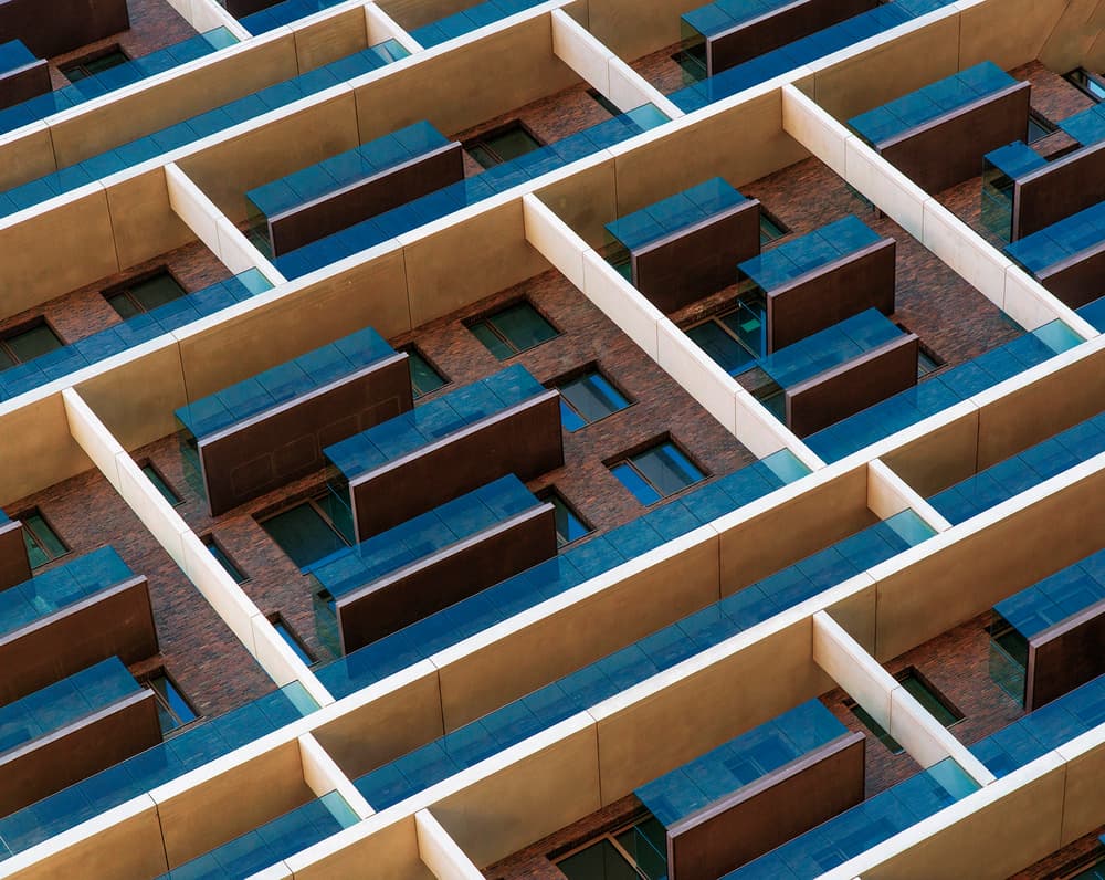 Urban Geometry Blue by Jef Van den Houte — canvas wall art