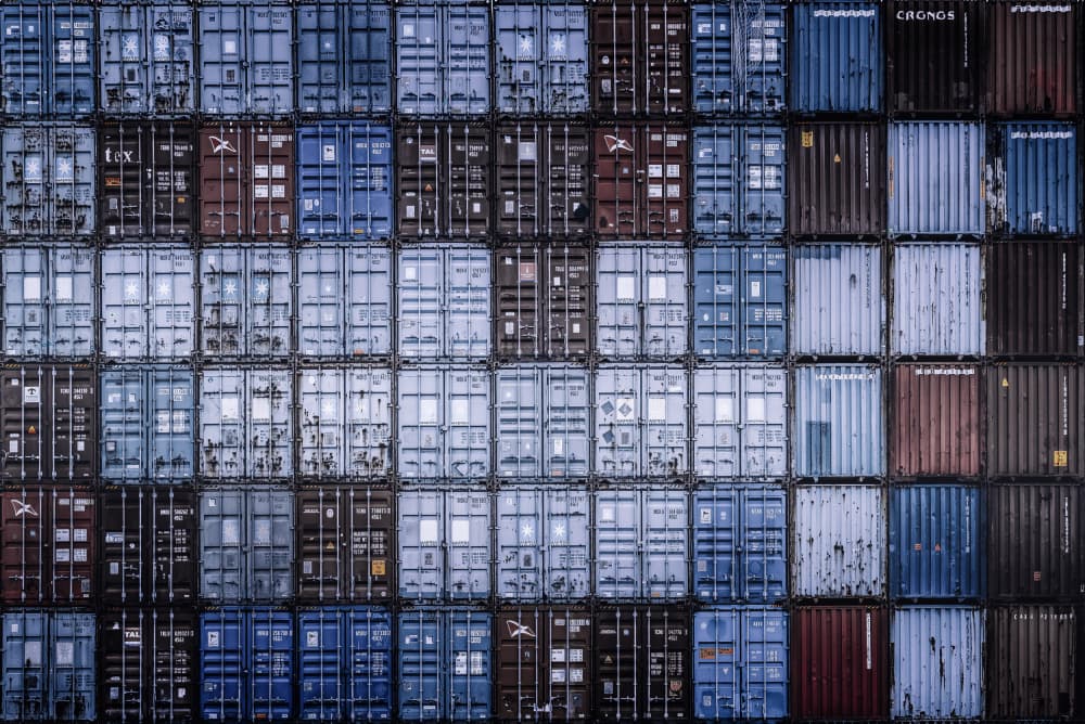 Stacked Shipping Containers by Jürgen Muß — canvas wall art