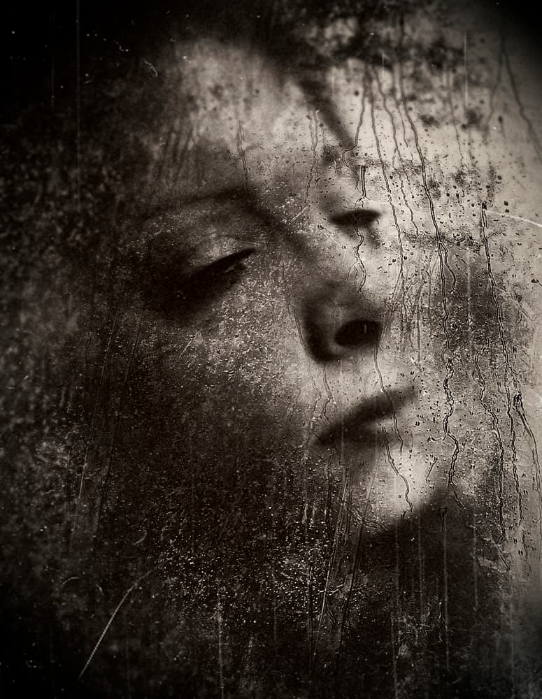 Pensive Grunge Portrait by Bogdan Bouşcă — canvas wall art