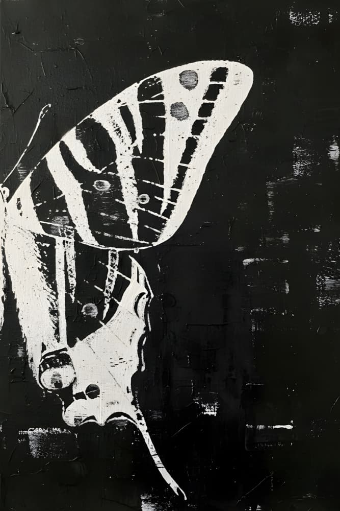 Elegant Black White Butterfly by HUGO — canvas wall art