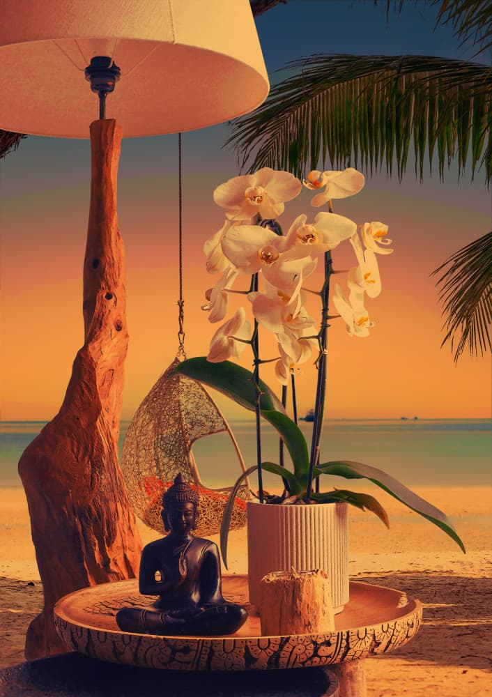 Orchid Buddha Beach Sunset by CosmoZach — canvas wall art