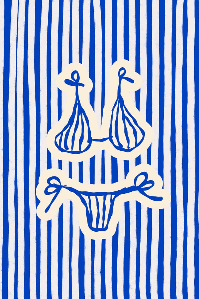Summer Stripe Bikini by Treechild — canvas wall art