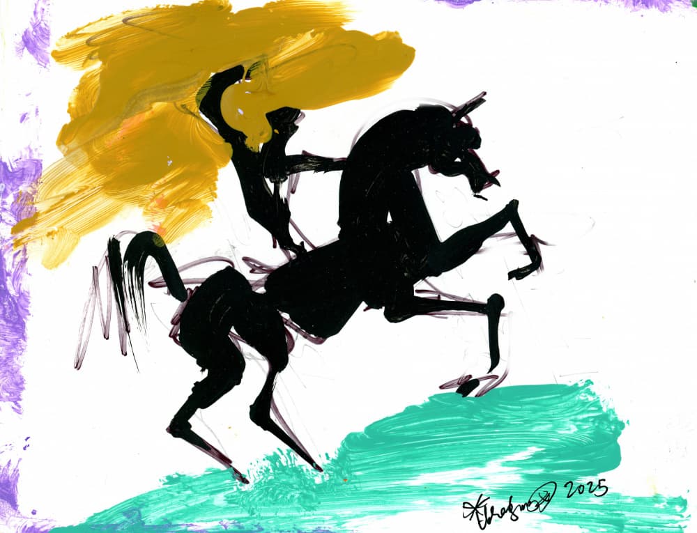 Dynamic Rearing Horse by Kanat Ibragimov — canvas wall art