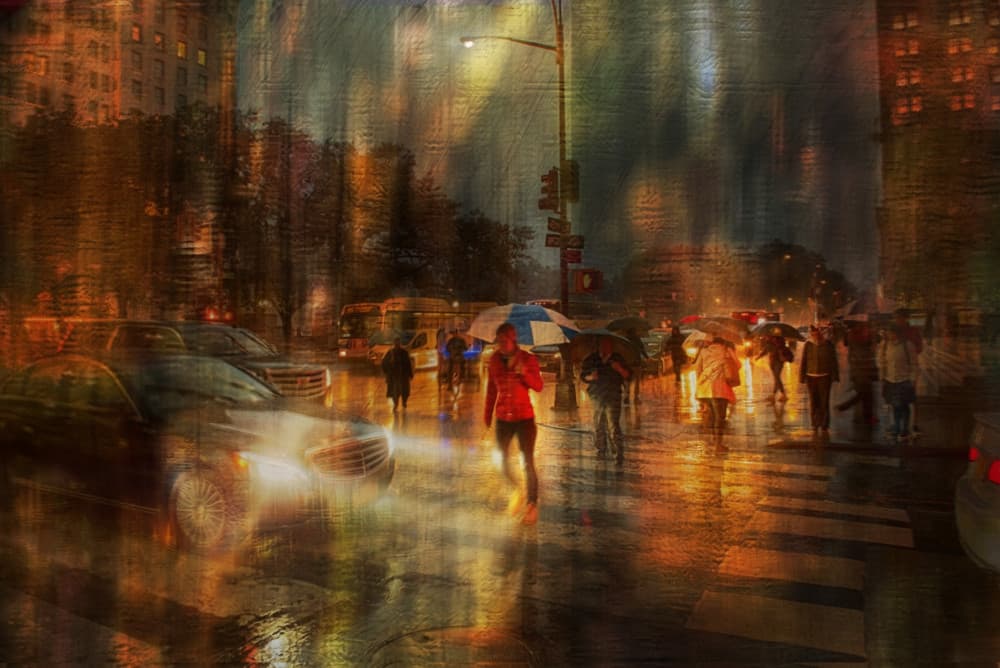 Rainy City Night by Anette Ohlendorf — canvas wall art