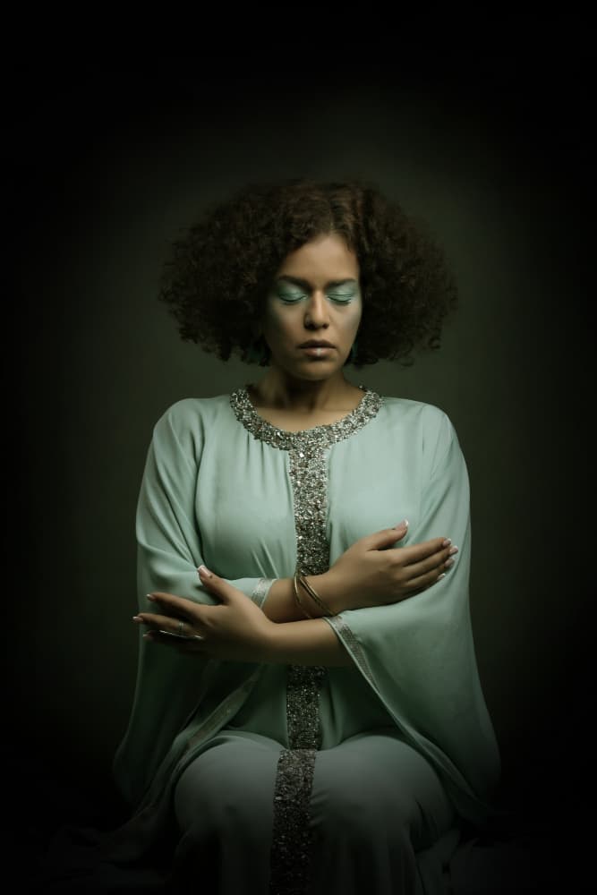 Serene Mint Green Portrait by Moein Hasheminasab — canvas wall art