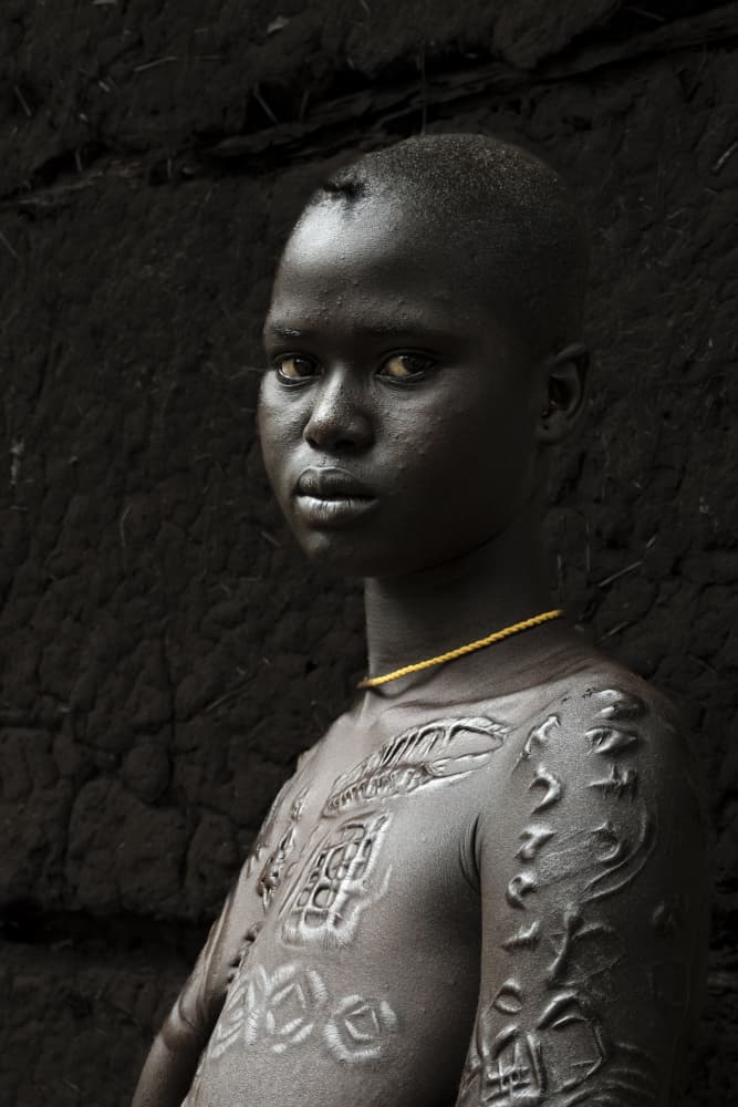 Tribal Scarification Portrait by Elena Molina — canvas wall art