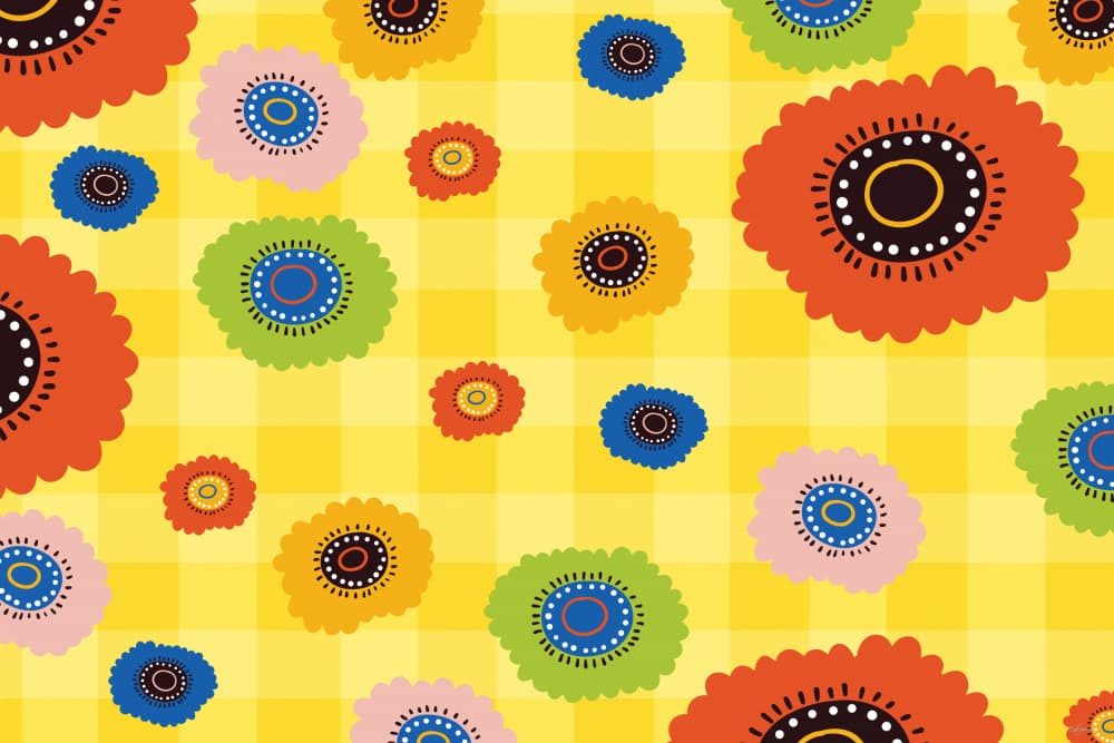 Vibrant Gingham Flowers by Sue Skellern — canvas wall art