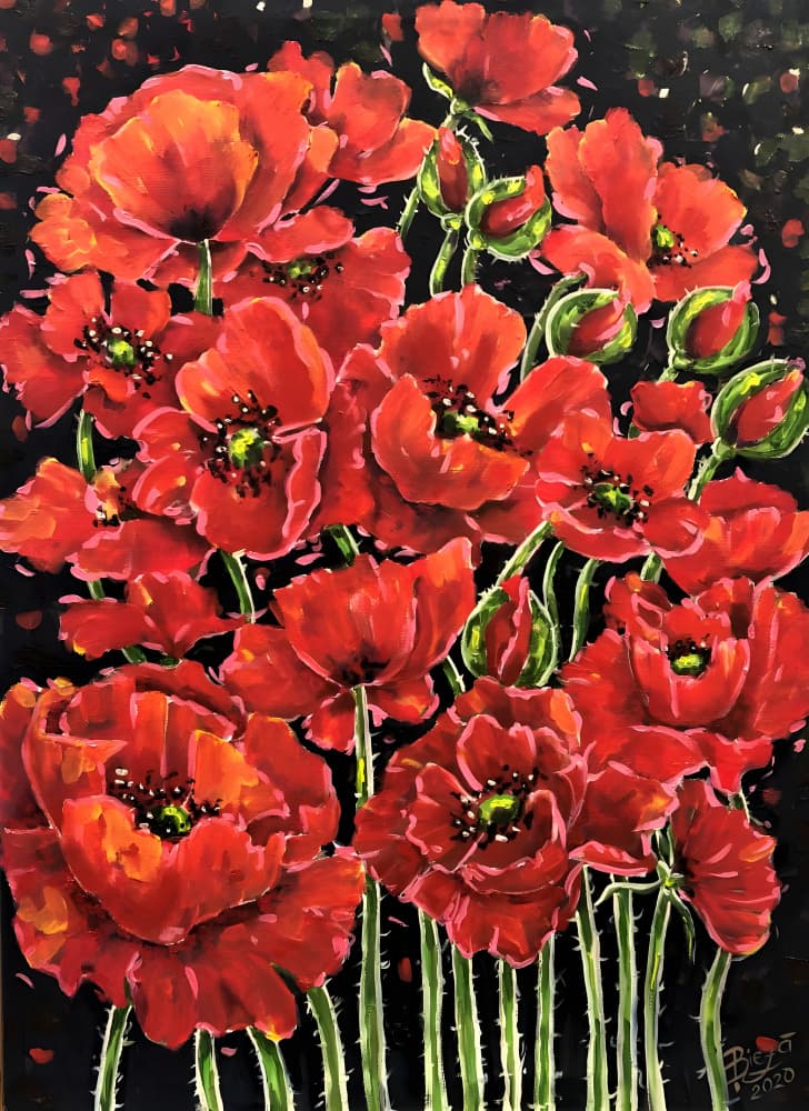 Vibrant Red Poppies by Anda Bieza — canvas wall art