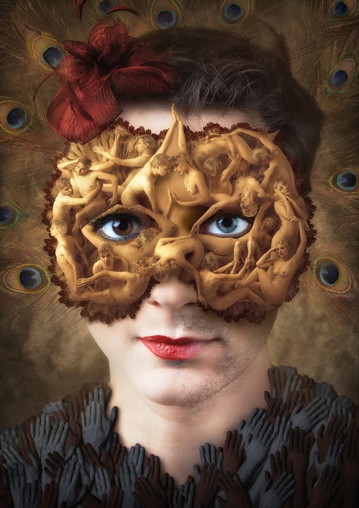 Golden Mask of Duality by Christophe Kiciak — canvas wall art