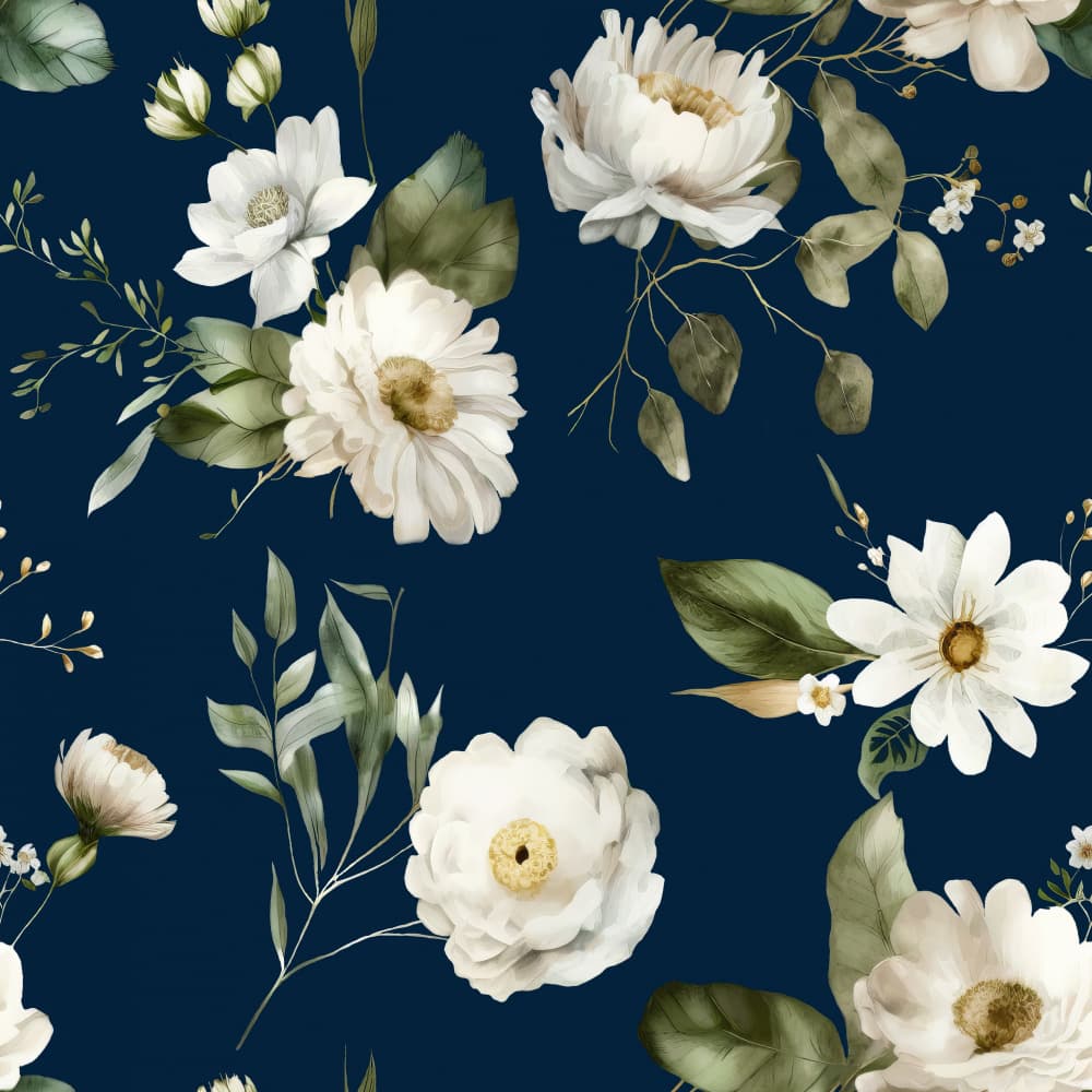 Elegant White Floral Pattern by Bilge Paksoylu — canvas wall art