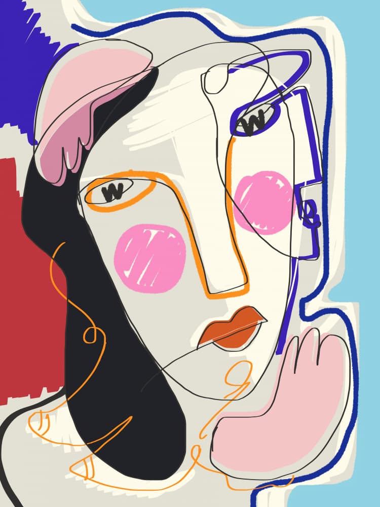 Vibrant Abstract Face by Little Dean — canvas wall art