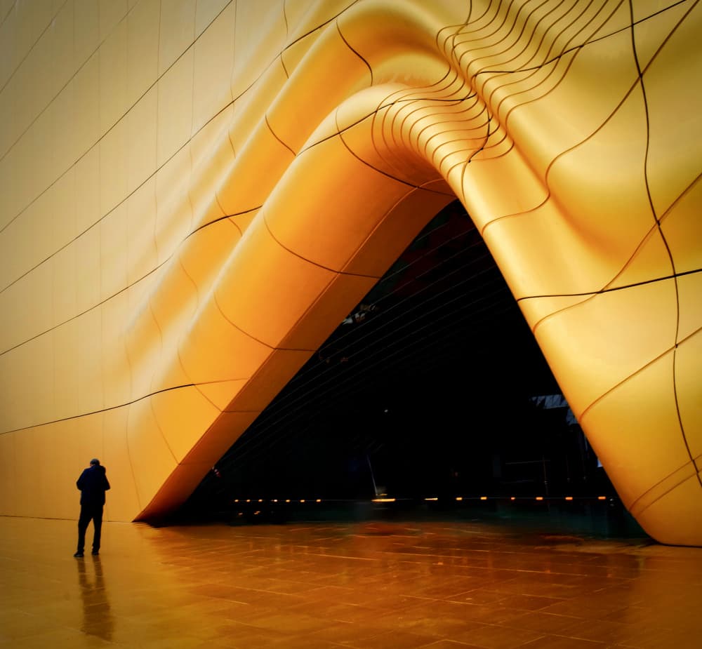 Golden Flowing Architecture by Mi Young Choi — canvas wall art