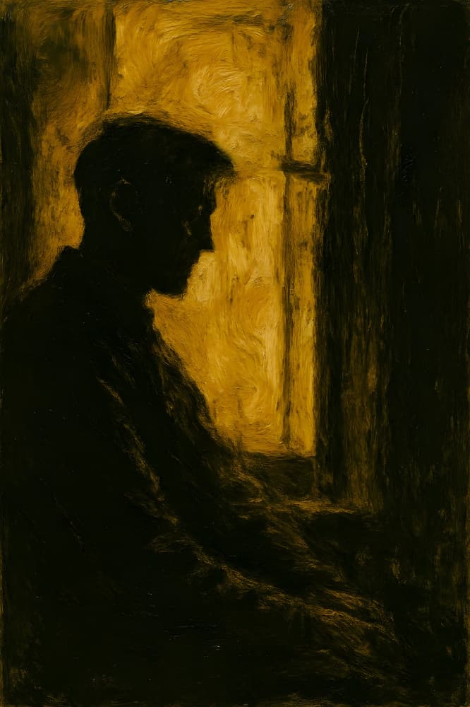 Pensive Man by Window by HUGO — canvas wall art