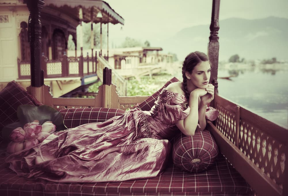 Pensive Woman Lake View by kenp — canvas wall art