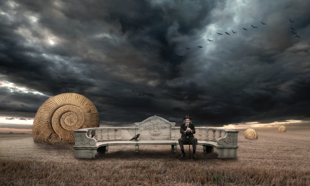 Man Giant Snail Bench by Hans Günther — canvas wall art