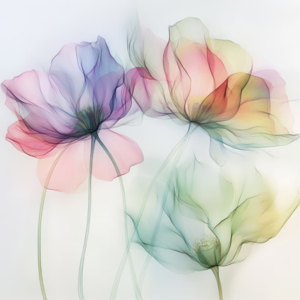 Ethereal Rainbow Flowers by Bilge Paksoylu — canvas wall art