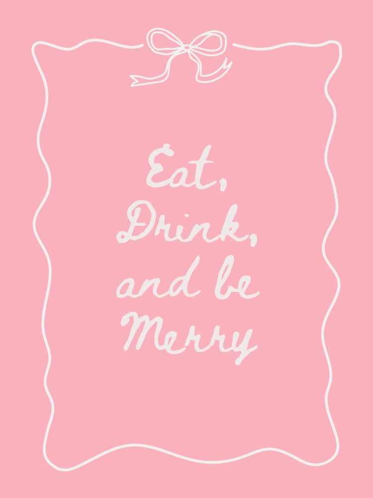 Pink Eat Drink Merry by Jolly and Dash — canvas wall art