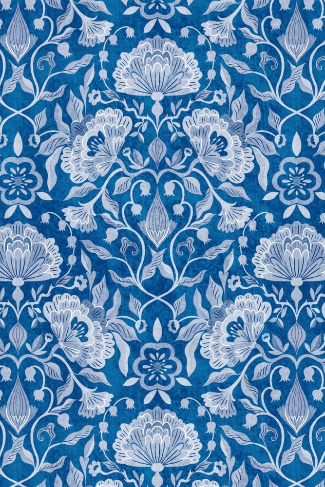 Classic Indigo Floral Pattern by uta krogmann — canvas wall art