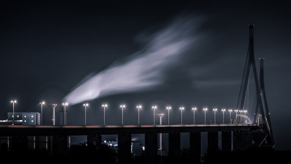 Industrial Night Bridge by Jürgen Muß — canvas wall art