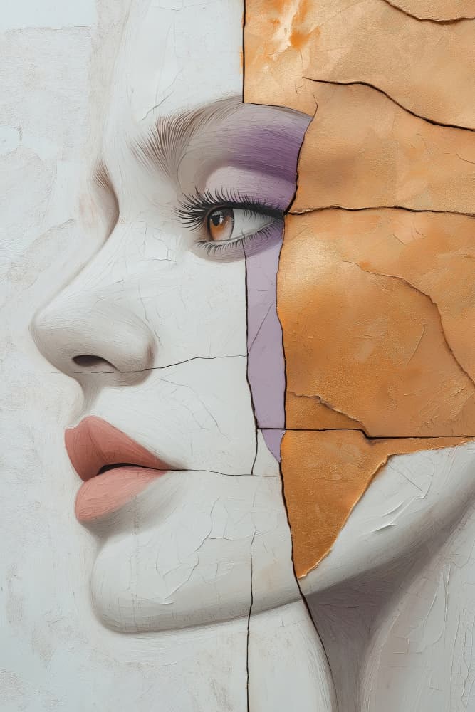 Golden Cracked Profile by Mauro — canvas wall art