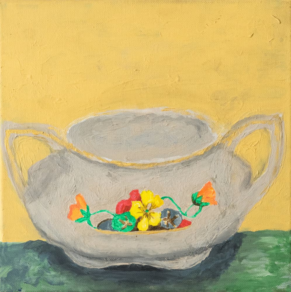 Floral Sugar Bowl by Dale Hefer — canvas wall art