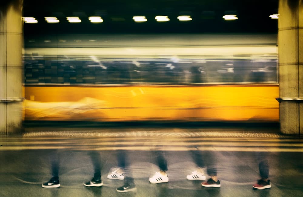 Subway Train Motion by Krisztina Lacz — canvas wall art