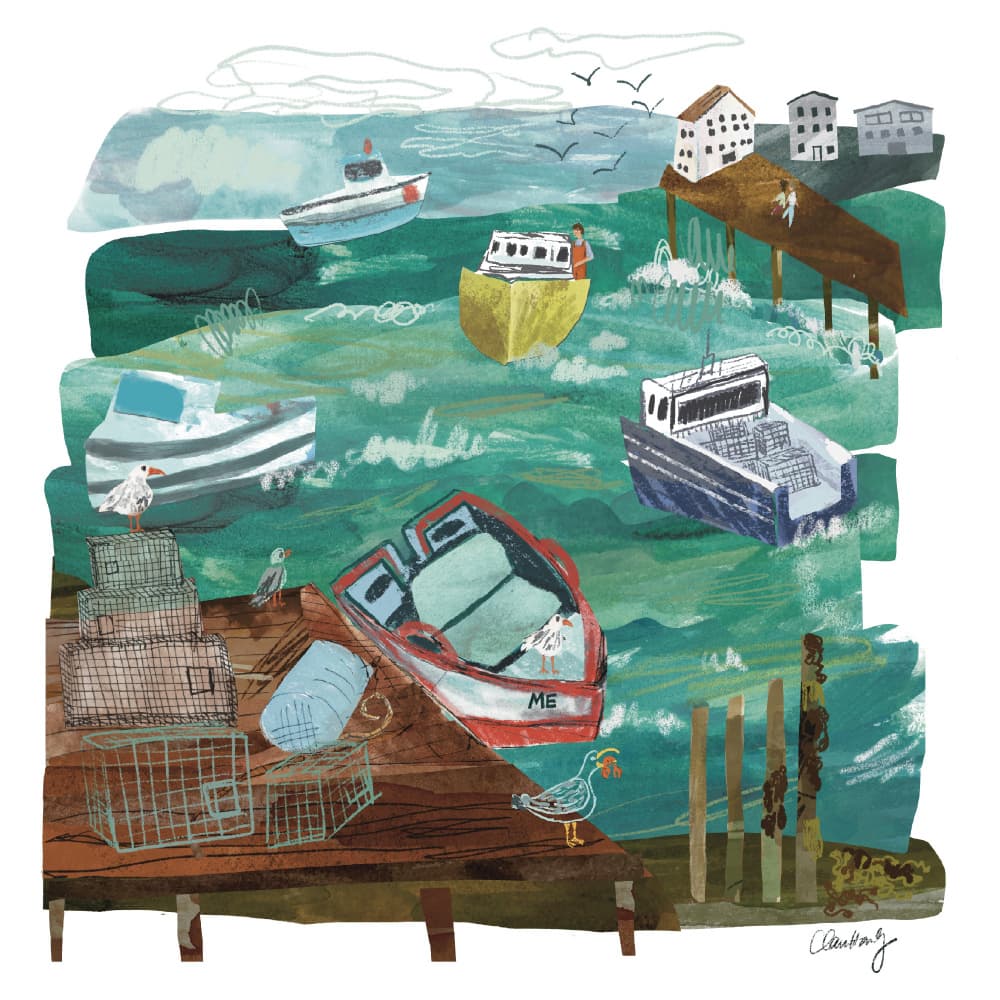 Rustic Fishing Village by Claire Hanley — canvas wall art