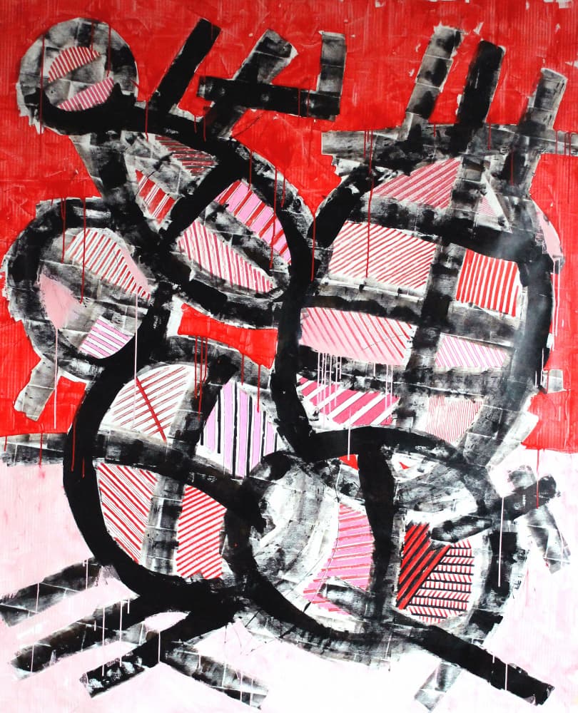 Dynamic Red Grid by andrea de ranieri — canvas wall art