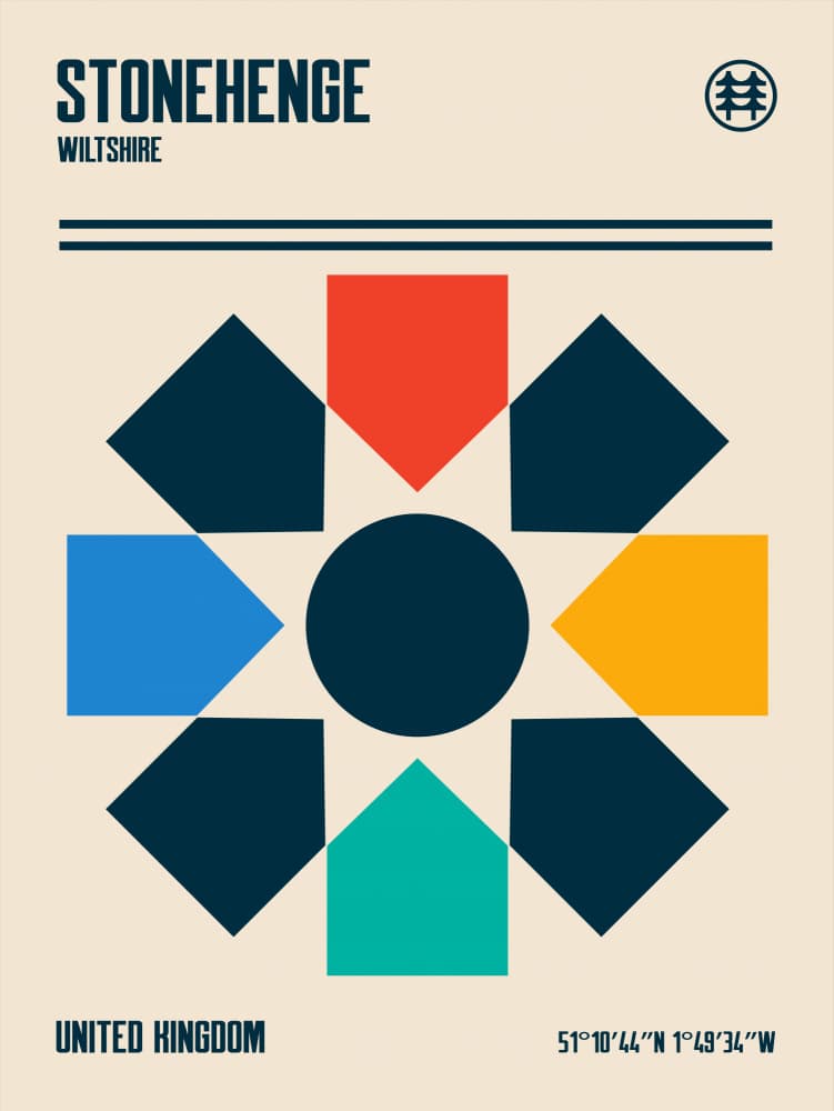 Stonehenge Modern Geometry by Retrodrome — canvas wall art