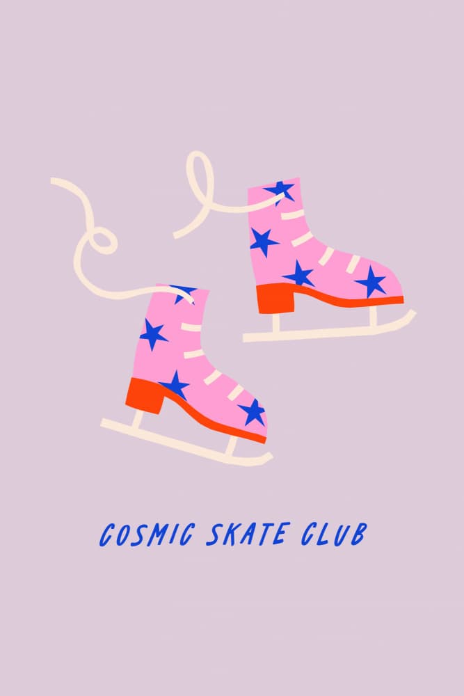 Cosmic Pink Ice Skates by Maren Gross — canvas wall art