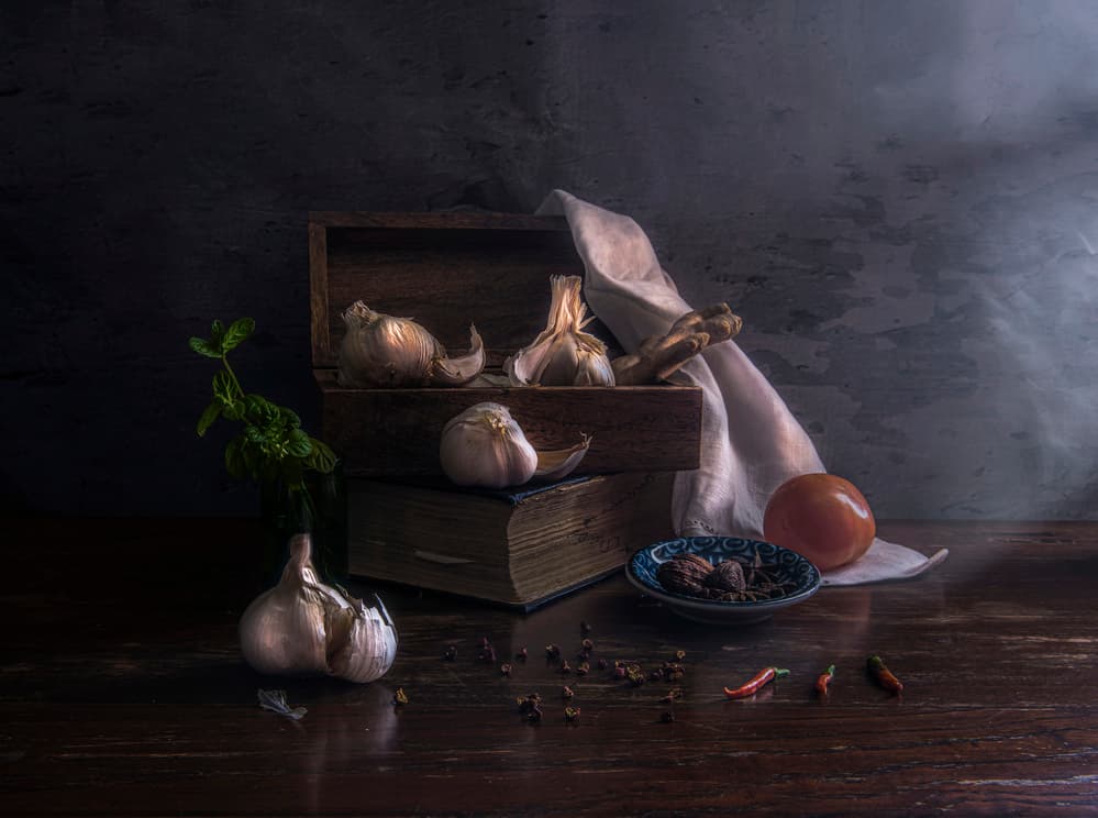 Rustic Garlic Still Life by Judy Tseng — canvas wall art