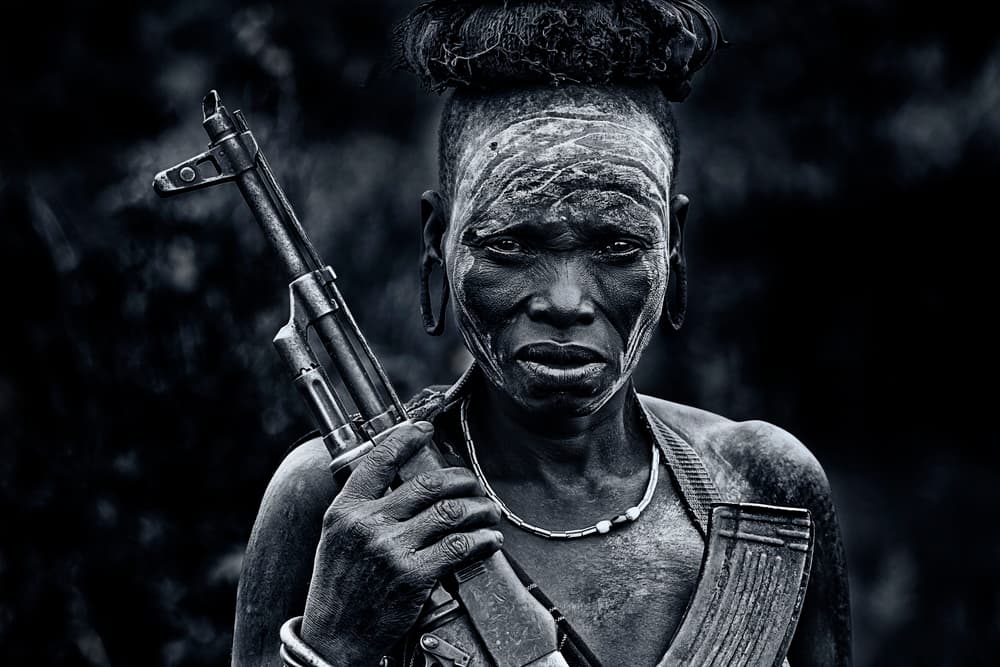 Tribal Warrior Woman by Amnon Eichelberg — canvas wall art