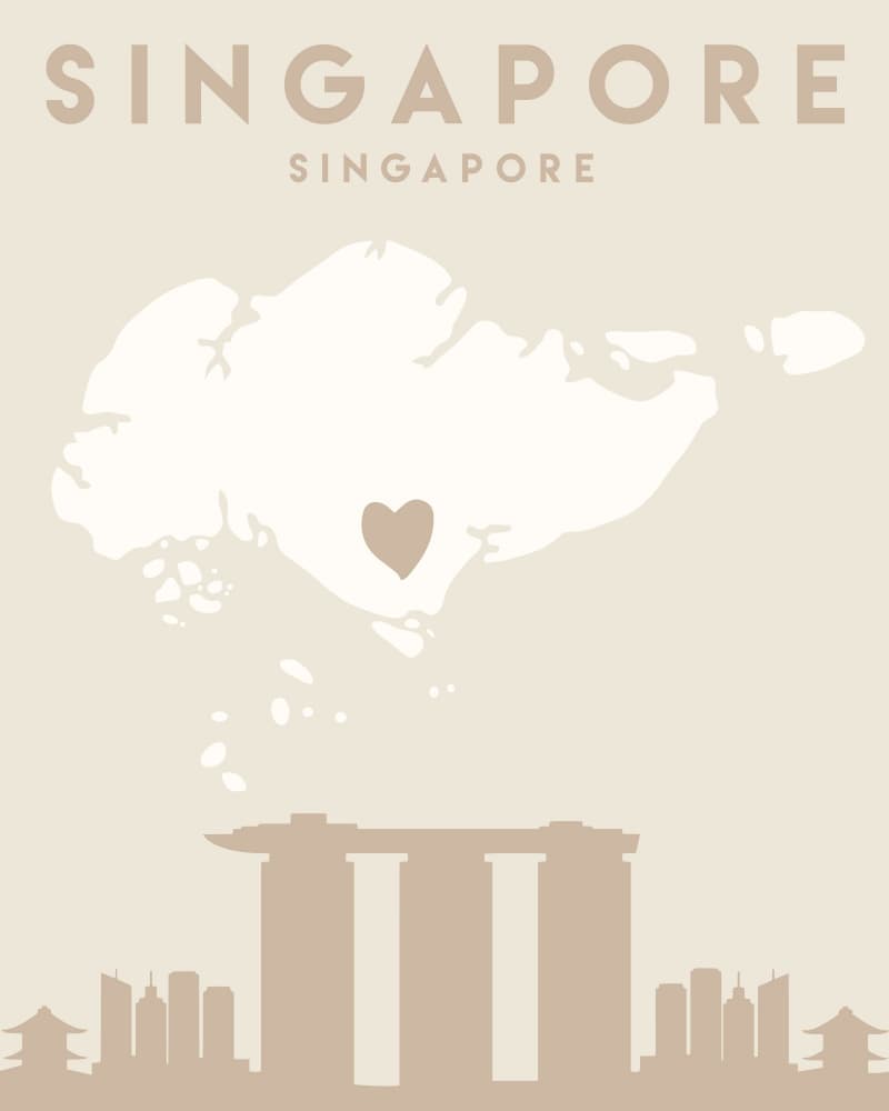 Singapore Iconic City Map by Emiliano Deificus — canvas wall art