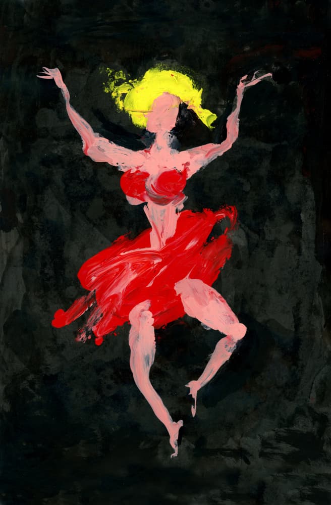 Vibrant Red Dancer by Kanat Ibragimov — canvas wall art