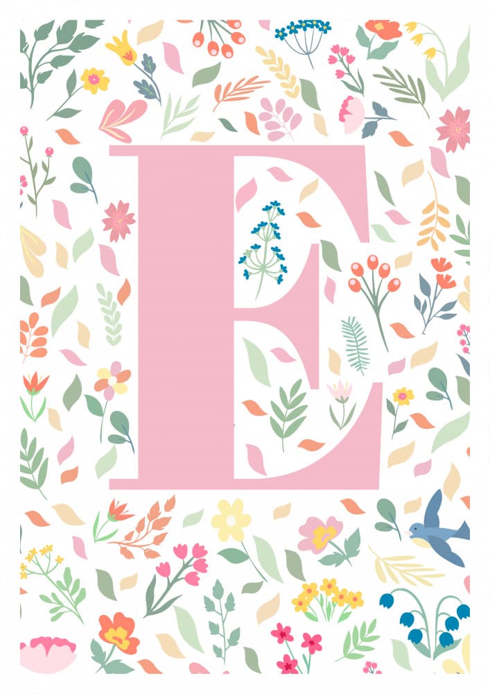 Floral Letter E by Sarah Manovski — canvas wall art