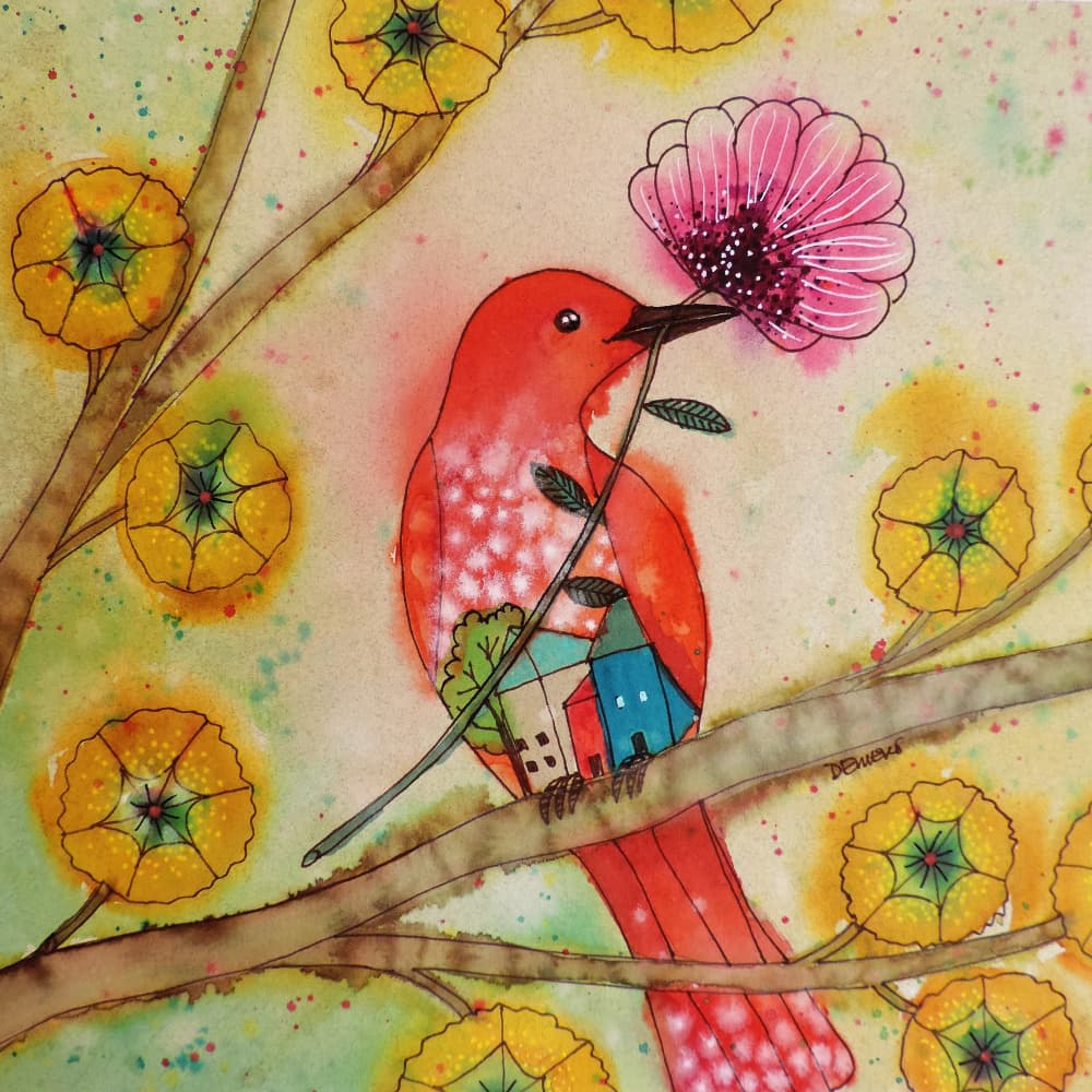 Whimsical Bird Home by Sylvie Demers — canvas wall art