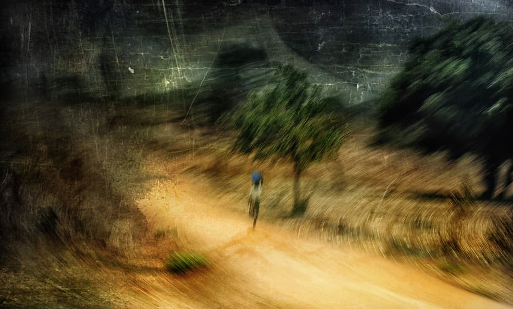 Blurred Cyclist Trail by Antonio Grambone — canvas wall art