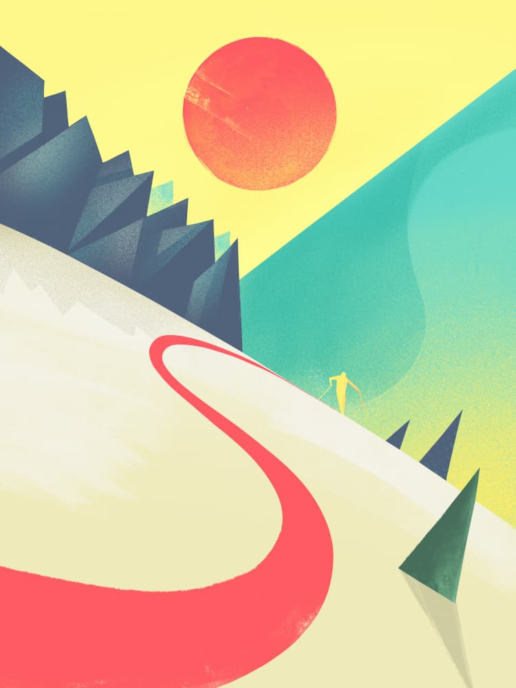 Retro Mountain Skiing by Mark Harrison — canvas wall art