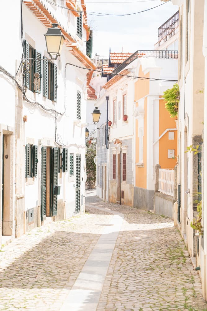 Charming European Cobblestone Street by Henrike Schenk — canvas wall art