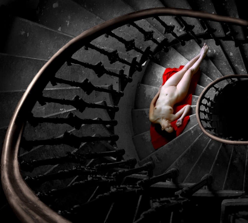 Mysterious Red Spiral Nude by Garik — canvas wall art